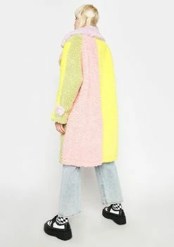 Somewhere Nowhere Marshmallow Colorblock Fluff Coat
