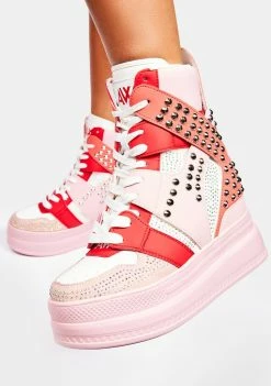 Anthony Wang Pink Quince Studded Wedge Sneakers