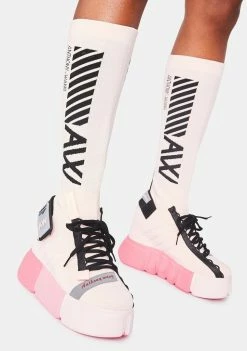 Anthony Wang Pink Cranberry Sock Sneakers Platforms