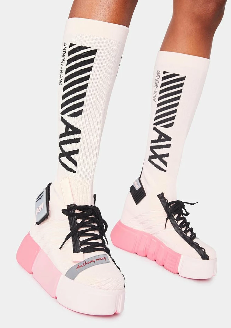 Cheap ๐ Anthony Wang Pink Cranberry Sock ๐ Sneakers Platforms โจ 1 Anthony Wang Pink Cranberry Sock Sneakers Platforms
