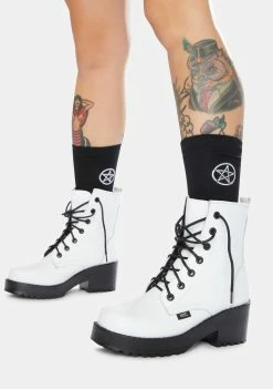 ROC Boots Australia Boots & Booties Chisel White Leather Combat Boots
