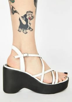 ROC Boots Australia White Patent Gigi Wedge Heels Platforms