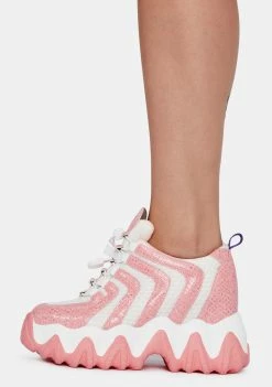 Anthony Wang Baby Pink Chevron Blackberry Platform Sneakers Platforms