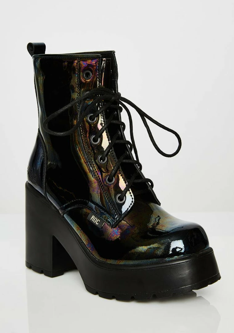 Best deal ๐ ROC ๐ฅพ Boots Australia Platforms Mascot Oil Slick Combat ๐ฅพ Boots ๐ 2 ROC Boots Australia Platforms Mascot Oil Slick Combat Boots