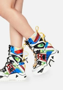 Anthony Wang White Holographic Game Changer Ankle Boots