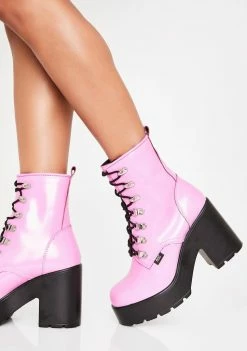 ROC Boots Australia Pink Mission Hi-Shine Combat Boots