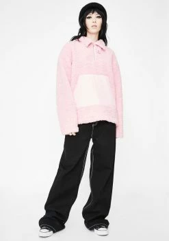 Best Sale π Somewhere Nowhere Pink Zipper Sherpa Pullover Outerwear π 6 Somewhere Nowhere Pink Zipper Sherpa Pullover Outerwear