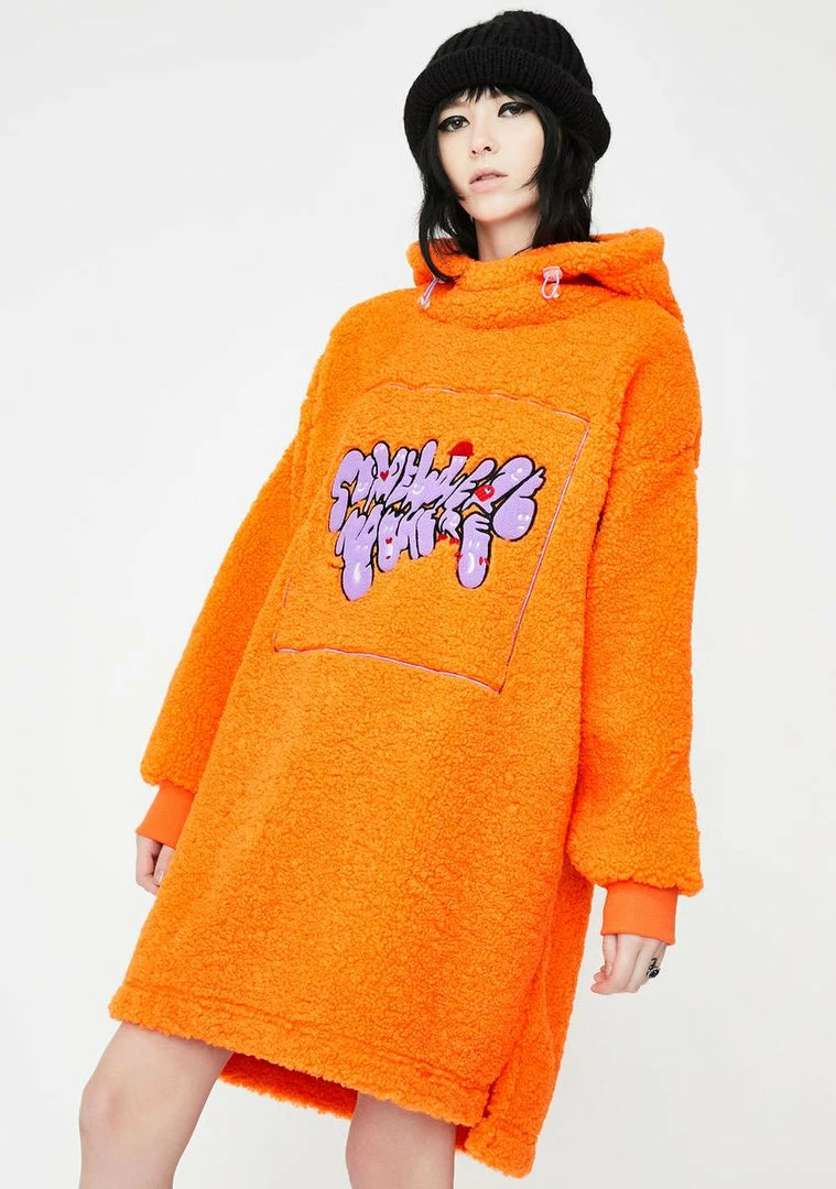 Buy π― Somewhere Nowhere π Dresses Orange Sherpa Fleece Hoodie π Dress π 1 Somewhere Nowhere Dresses Orange Sherpa Fleece Hoodie Dress