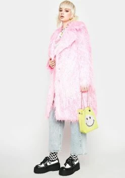 Flash Sale 🧨 Somewhere Nowhere Pink Genki Faux Fur 🧥 Coat 🧨 6 Somewhere Nowhere Pink Genki Faux Fur Coat