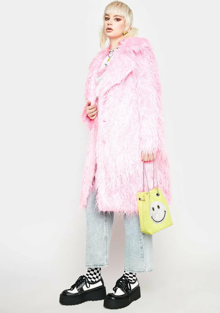 Flash Sale 🧨 Somewhere Nowhere Pink Genki Faux Fur 🧥 Coat 🧨 3 Somewhere Nowhere Pink Genki Faux Fur Coat
