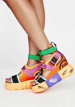 Anthony Wang Rainbow Cranberry Platform Sport Sandals
