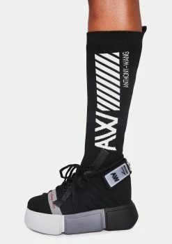 Anthony Wang Platforms Black Cranberry Sock Sneakers