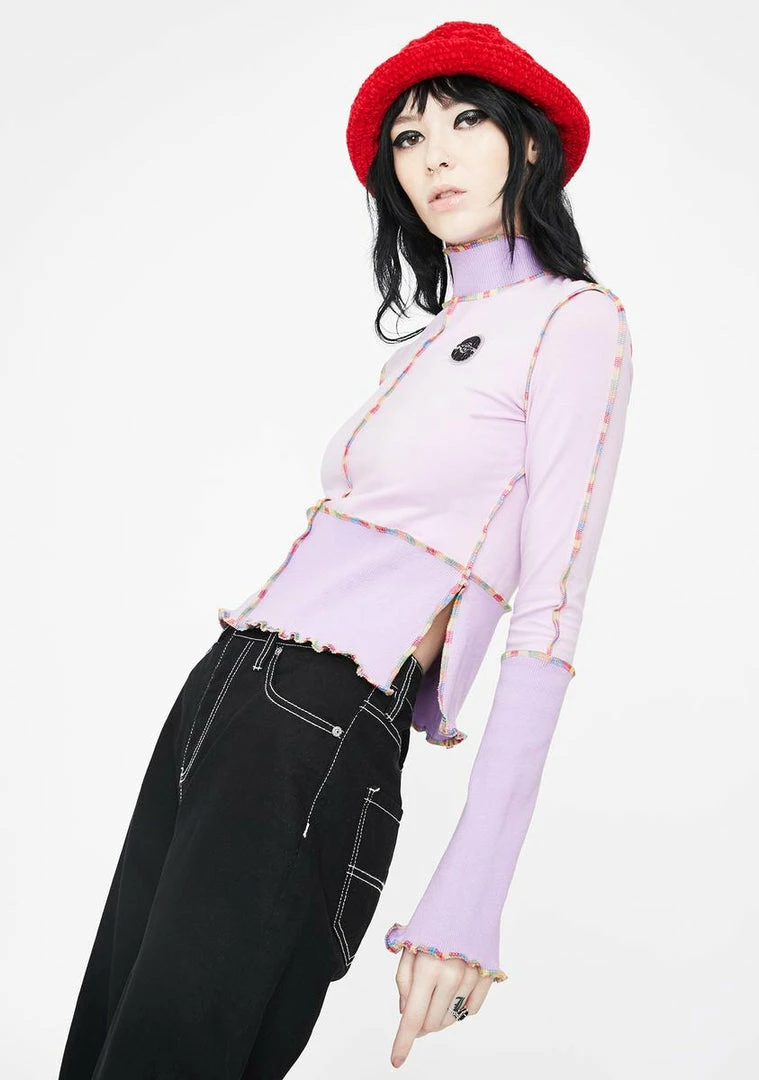 Discount โญ Somewhere Nowhere Tops Lilac Rainbow Seam Split Top ๐ 2 Somewhere Nowhere Tops Lilac Rainbow Seam Split Top