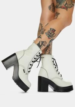 ROC Boots Australia Mascot White Leather Combat Boots