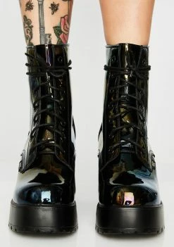 Best deal ๐ ROC ๐ฅพ Boots Australia Platforms Mascot Oil Slick Combat ๐ฅพ Boots ๐ 6 ROC Boots Australia Platforms Mascot Oil Slick Combat Boots