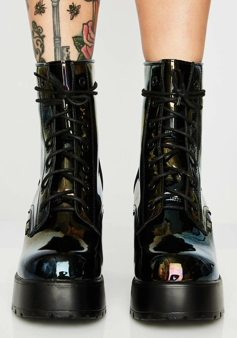 Best deal ๐ ROC ๐ฅพ Boots Australia Platforms Mascot Oil Slick Combat ๐ฅพ Boots ๐ 3 ROC Boots Australia Platforms Mascot Oil Slick Combat Boots